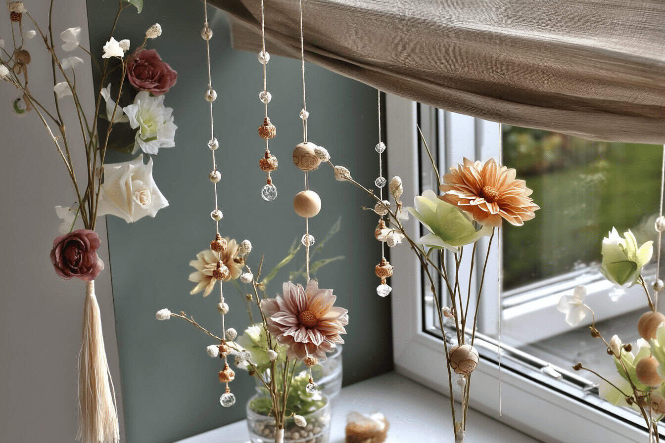 Dekorative Blumen am Fensterbrett